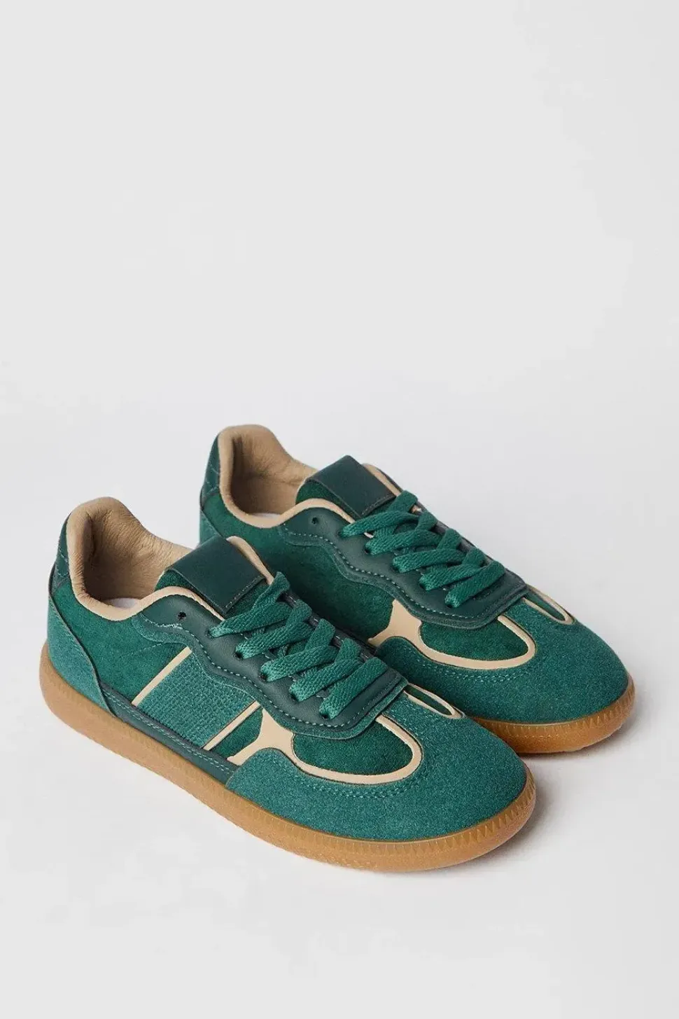 Benji Faux Suede Contrast Detail Lace Up Trainer