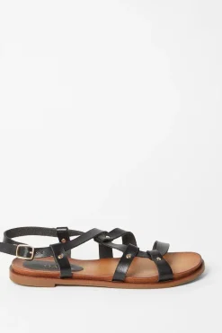 Benji Raw Edge Stud Asymmetric Flat Sandals