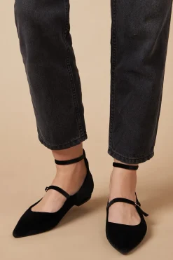 Benson Velvet Mary Jane Pointed Flat Ballet Pump