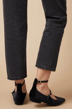 Benson Velvet Mary Jane Pointed Flat Ballet Pump