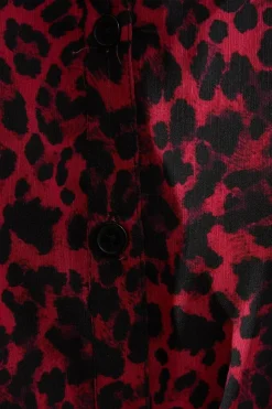 Berry Animal Print Hankey Hem Shirt Dress