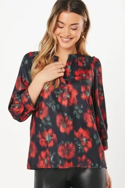 Berry Floral Overhead Blouse