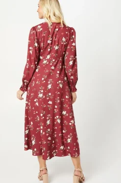 Berry Floral Scoop Neck Shirt Dress