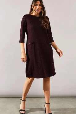 Berry Leopard Jacquard Ponte Shift Dress