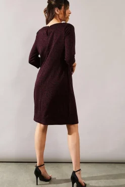 Berry Leopard Jacquard Ponte Shift Dress