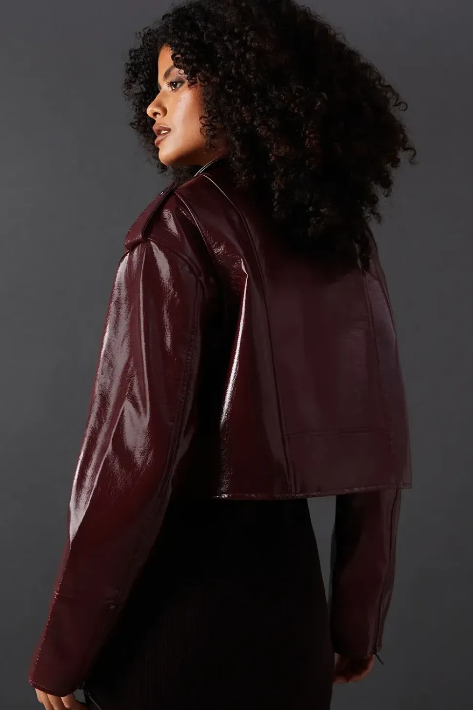 Berry Oversized Biker Jacket