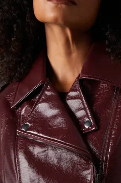 Berry Oversized Biker Jacket