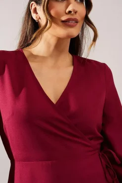 Berry Woven Wrap Dress