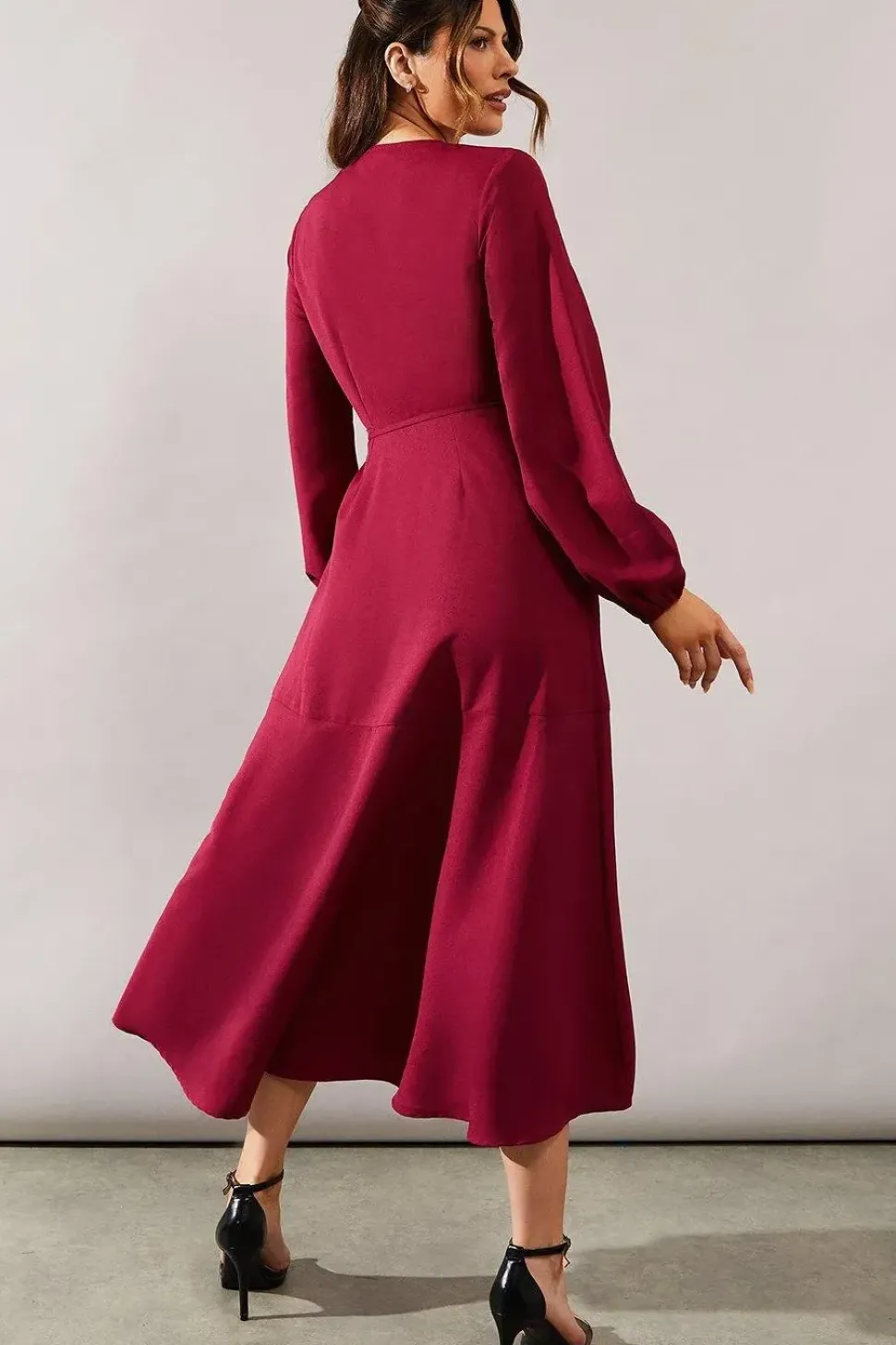 Berry Woven Wrap Dress