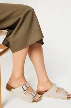 Billie Double Buckle Strap Padded Footbed Sliders