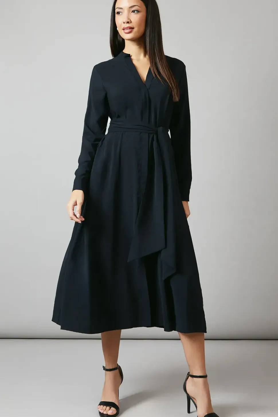 Black Belted Shirt Dress