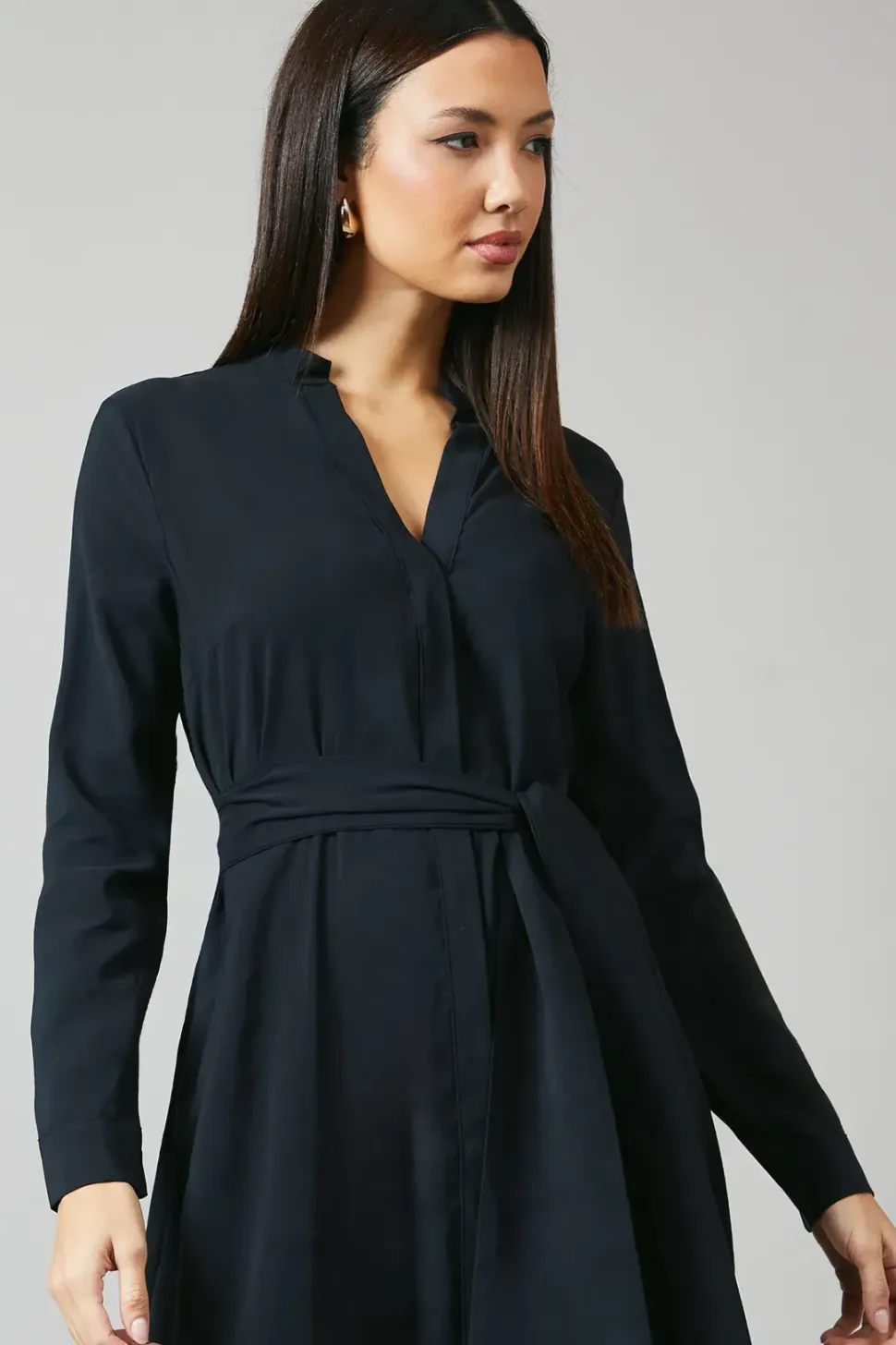 Black Belted Shirt Dress