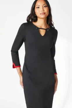 Black Contrast Detail Ponte Shift Dress