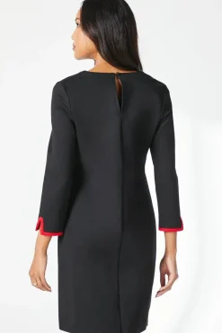 Black Contrast Detail Ponte Shift Dress
