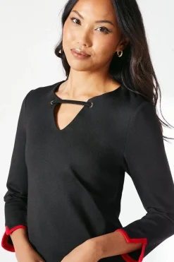 Black Contrast Detail Ponte Shift Dress
