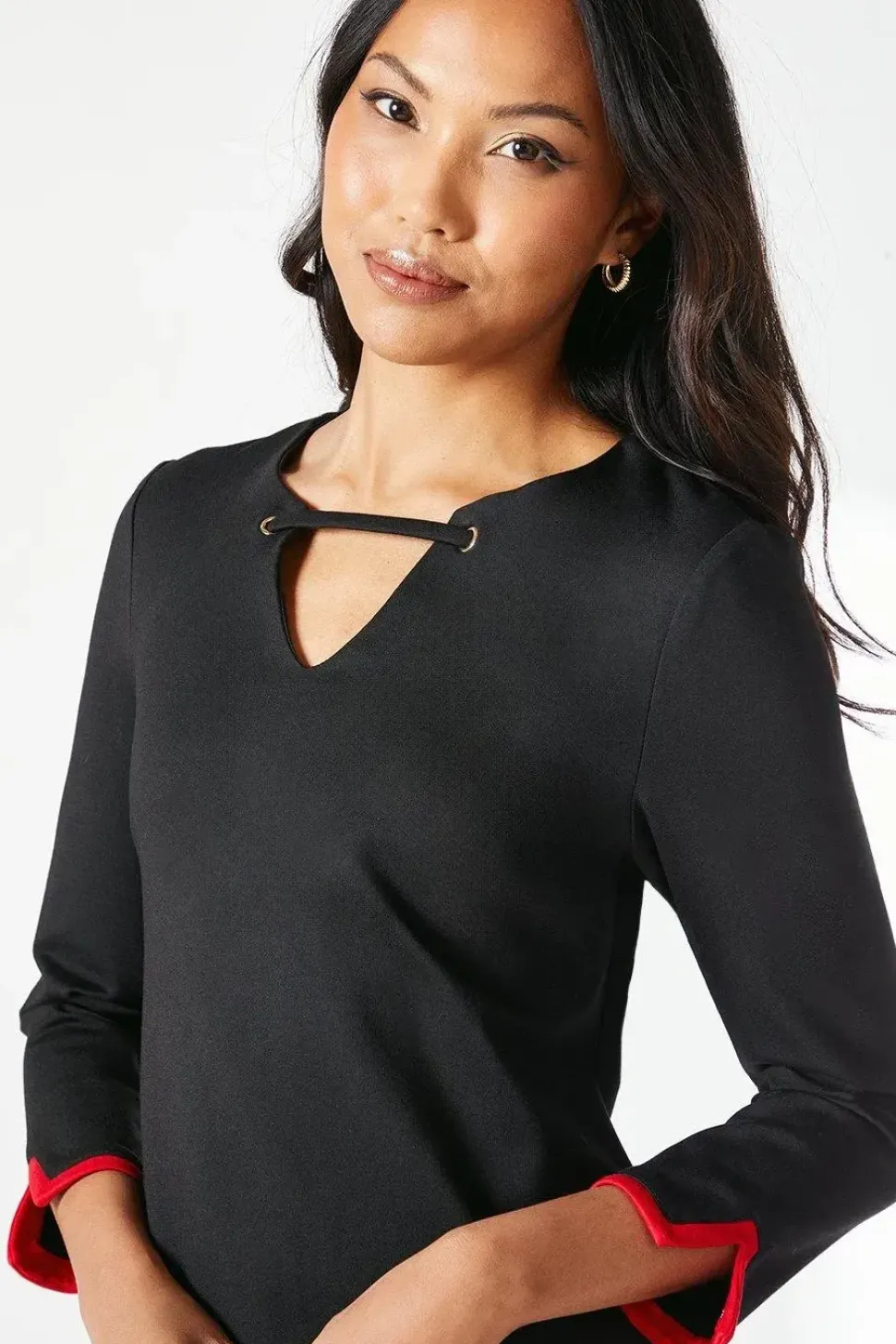 Black Contrast Detail Ponte Shift Dress