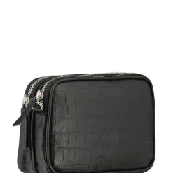 Black Croc Print Leather Crossbody Bag | BYRXI