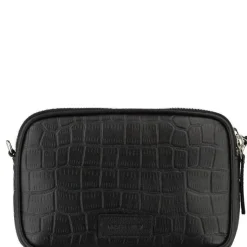 Black Croc Print Leather Crossbody Bag | BYRXI