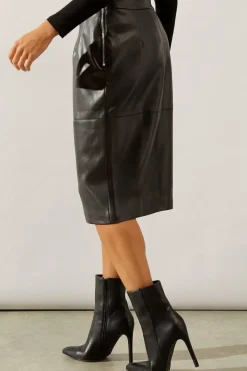 Black Faux Leather Pencil Skirt