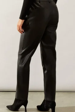 Black Faux Leather Straight Leg Trousers