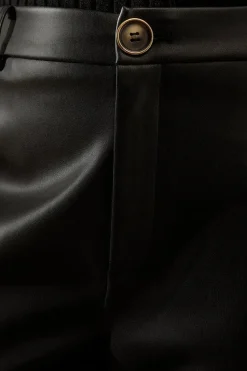 Black Faux Leather Straight Leg Trousers