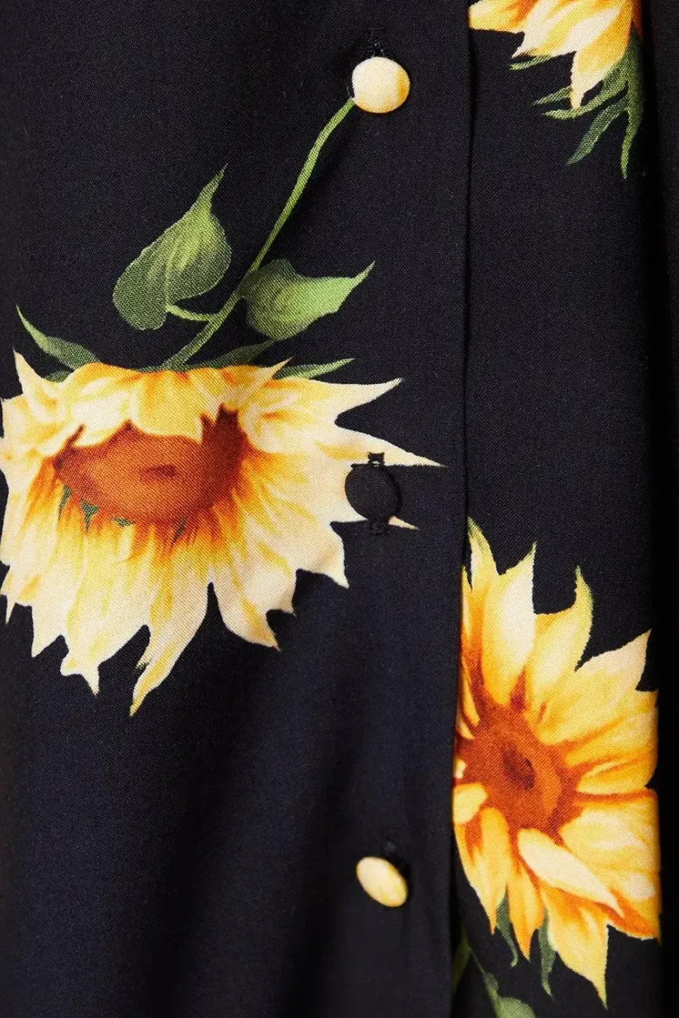 Black Floral Button Front Mini Dress