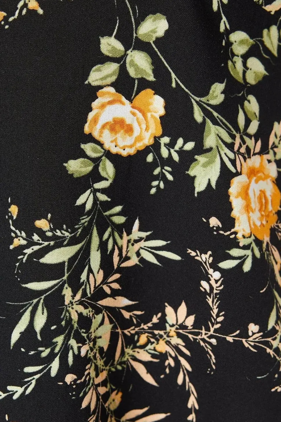 Black Floral Twist Neck Keyhole Blouse