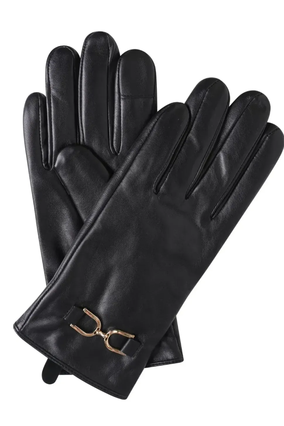 Black Horsebit Leather Gloves