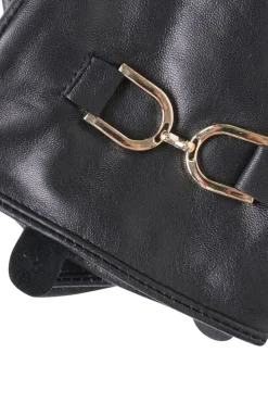 Black Horsebit Leather Gloves