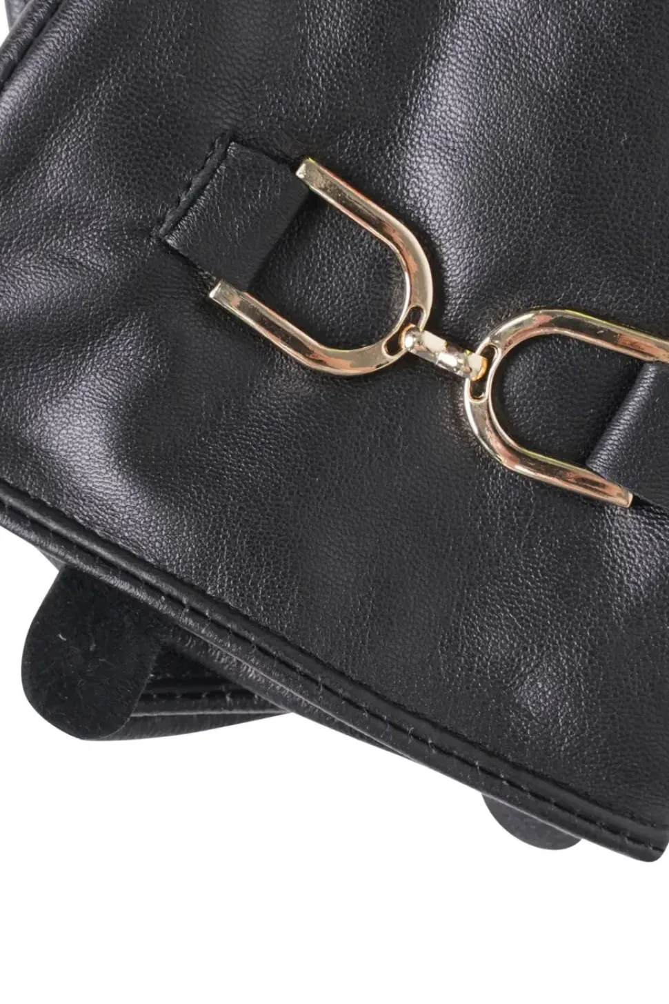 Black Horsebit Leather Gloves