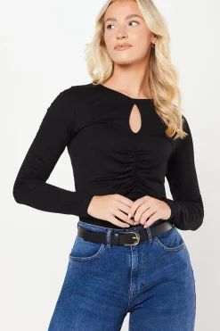 Black Keyhole Long Sleeve Top