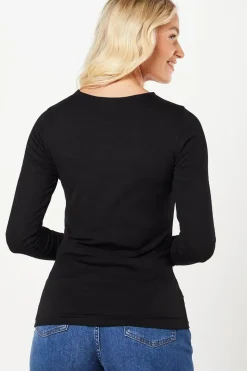 Black Keyhole Long Sleeve Top