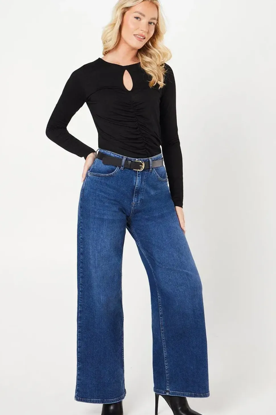 Black Keyhole Long Sleeve Top