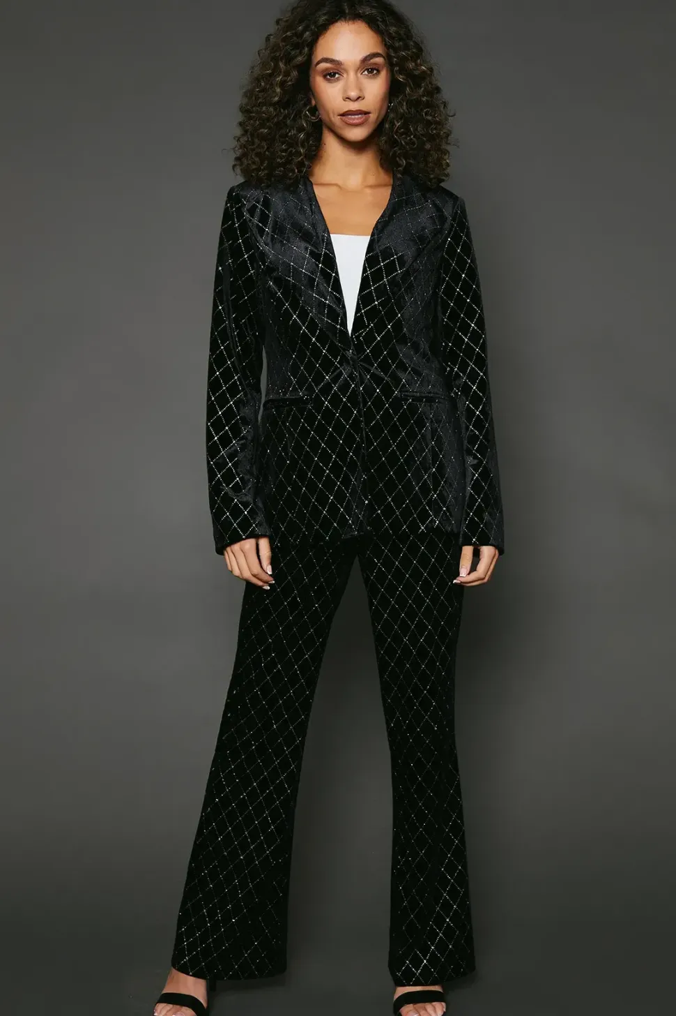 Black Kickflare Embellished Velvet Trousers