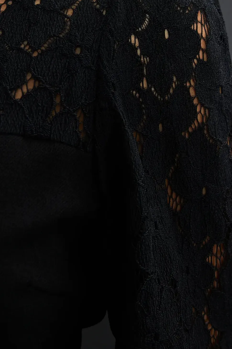Black Lace Detail Mini Dress