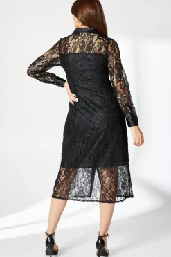 Black Lace Shirt Dress