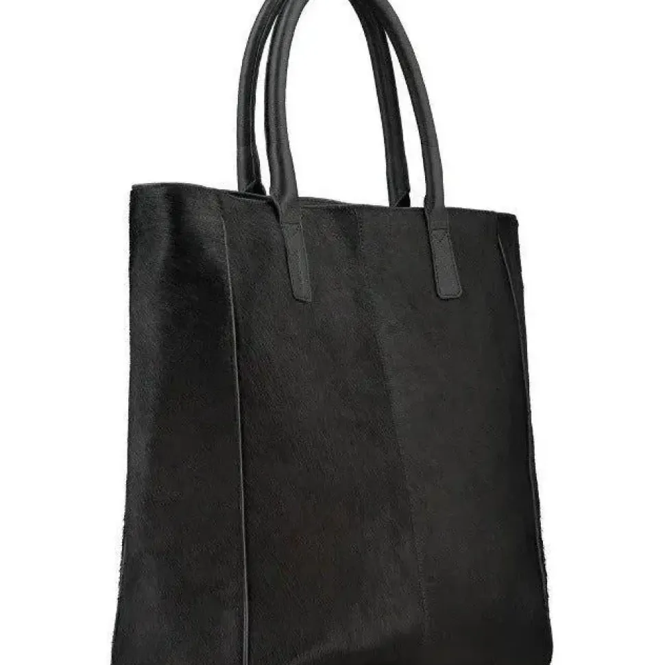 Black Large Calf Hair Large Leather Tote | BYBXX