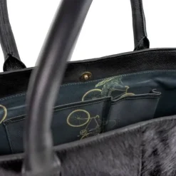 Black Large Calf Hair Large Leather Tote | BYBXX