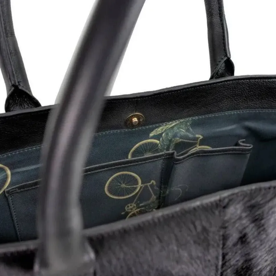 Black Large Calf Hair Large Leather Tote | BYBXX