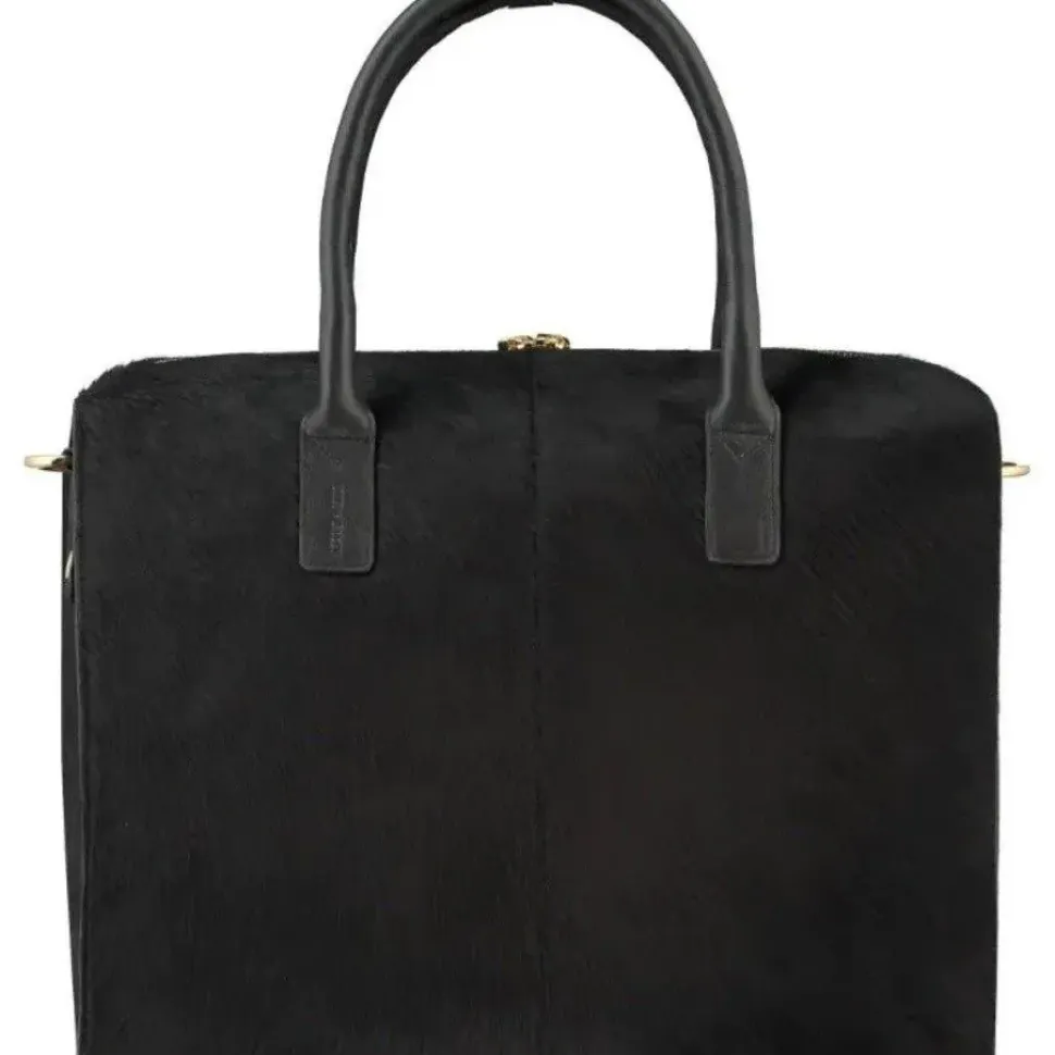 Black Large Calf Hair Leather Grab Bag | BYRYA