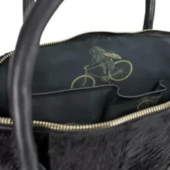 Black Large Calf Hair Leather Grab Bag | BYRYA
