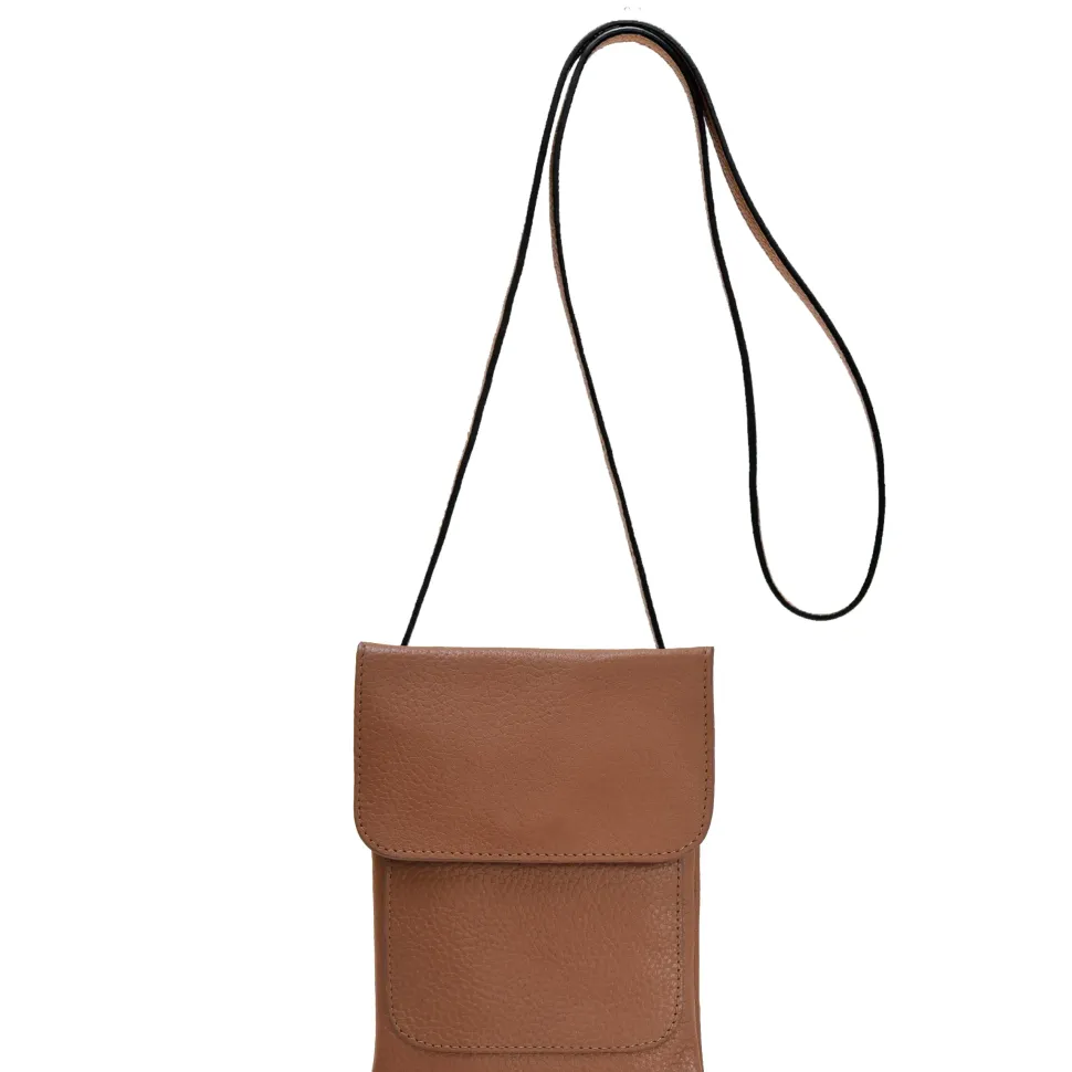Black Leather Phone Crossbody Mini Bag