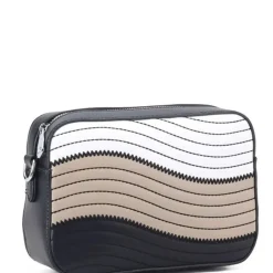 Black Patchwork Vegan Leather Crossbody Bag | BDYYN