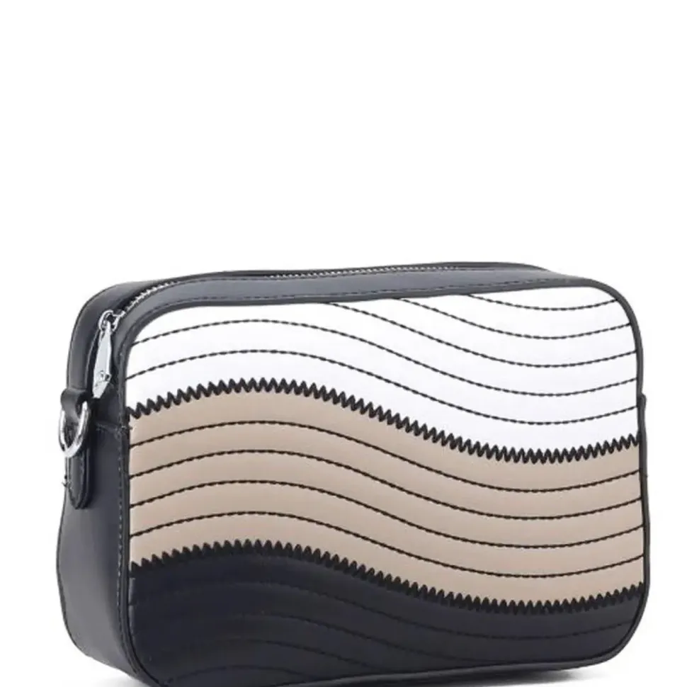 Black Patchwork Vegan Leather Crossbody Bag | BDYYN