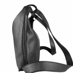 Black Pebbled Leather Convertible Tote Backpack | BYEDD