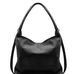Black Pebbled Leather Convertible Tote Backpack | BYEDD