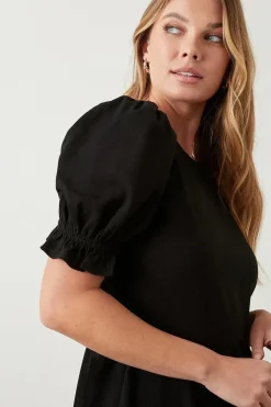 Black Ruffle Hem Mini Dress