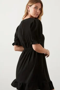 Black Ruffle Hem Mini Dress