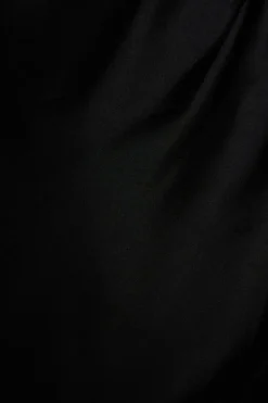 Black Satin Drape Shoulder T-shirt
