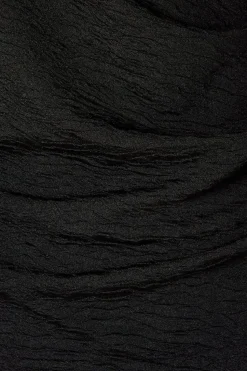 Black Seam Detail Textured Jersey Midi Dress